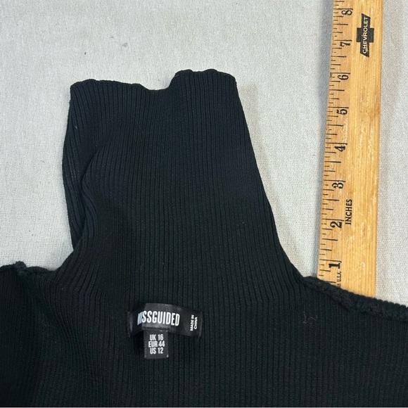 Missguided Black Turtleneck Midi Stretch Sweater Dress Size 12 L - Picture 7 of 7